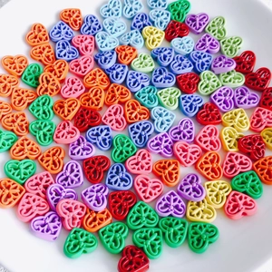 Colorful heart hollow alloy charms for DIY jewelry making and handmade accessories