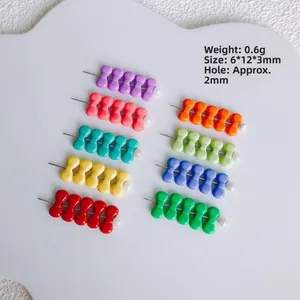 Bunte Macaron-Legierungsschleifenperlen für DIY-Schmuck in 9 leuchtenden Farben