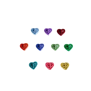 Set of ten colorful hollow butterfly heart alloy beads for DIY jewelry and hair accessories