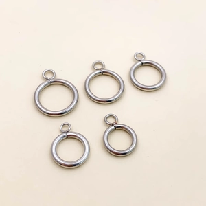 Five assorted sizes of polished stainless steel OT toggle ring clasps for jewelry making
