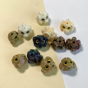 Cartoon Poodle Dog Head Shape Acrylic Beads Iridescent Resin Teddy Dog Beads For DIY Jewelry Making Bracelet Accessories