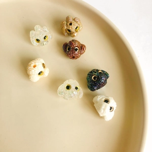 DIY puppy head resin beads for jewelry making in various colors and glitter finishes