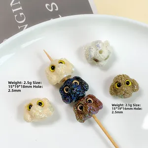 Cute large-eyed dog head beads for DIY jewelry making in various colors and sizes