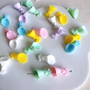 Colorful resin flower bouquet charms with bow details for DIY jewelry making and crafts