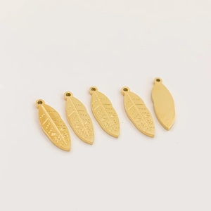 316L gold leaf pendants made of stainless steel for DIY jewelry making accessories