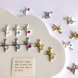Alloy Cross Star Pendants with Zirconia and Synthetic Gems DIY Jewelry Accessories for Necklace Bracelet Jewelry Making