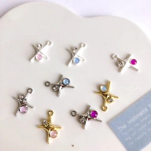 Star cross charms with colorful zircon stones for DIY necklace and bracelet jewelry