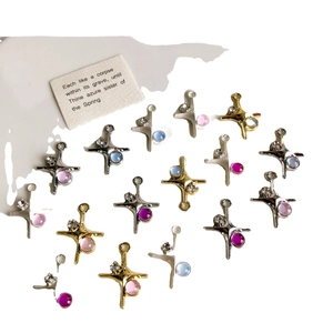 Cross pendants with colorful zircons in gold and silver finishes for DIY jewelry making