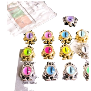 DIY monster robot charms with colorful cat-eye stones for earrings and necklace making