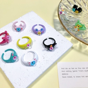 Cartoon Monster Oog Open Ring Veelkleurig Hars Legering Verstelbare Ring Schattige Grappige Vingersieraden Voor Dames Cadeau