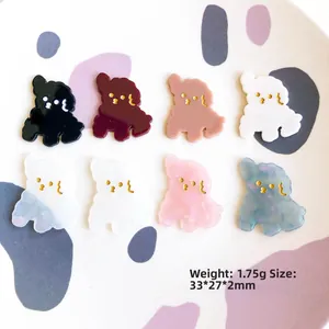 Set of 8 colorful acrylic dog charms for DIY hair accessories, 33x27mm size