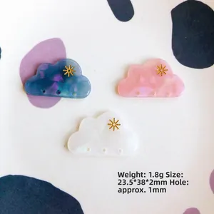 Cartoon cloud acrylic DIY charms in blue, pink, and white with gold sun emblems