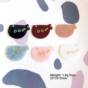 Cartoon whale acrylic hair accessory components in six marble colors, size 25x35x2mm