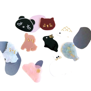 Variety set of cartoon animal acrylic accessories including cats, dogs, and birds for DIY hair