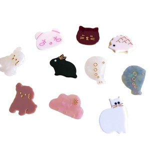 Set of cute acrylic animal charms featuring cats, rabbits, and hedgehogs for DIY hair accessories