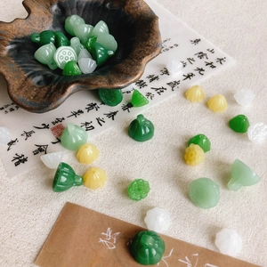 Handmade lotus seed and flower glass beads for DIY hair ornaments and jewelry