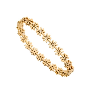Elegant gold daisy titanium steel bracelet for women with sparkling white zircon center