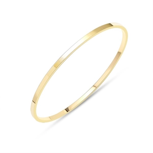 Polished gold stainless steel bangle bracelet with minimalist flat circular design