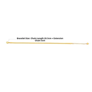 18K gold snake chain anklet with lobster clasp and heart charm, length 20.5cm plus 5cm