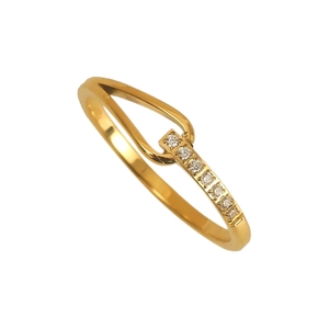 Bague asymétrique plaquée or 18k avec une rangée de cristaux pavés étincelants