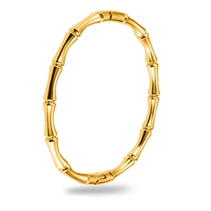 Bracciale rigido in acciaio al titanio dorato lucido con design a nodi di bambù