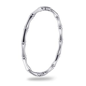 Bracciale rigido in acciaio inossidabile argento stile bambù con design a segmenti