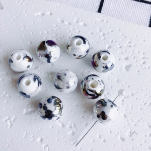 Cuentas de cerámica hechas a mano con patrón de mármol y pasador para joyas DIY