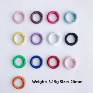 Colorful 20mm round spring rings made of matte alloy for DIY jewelry and keychains