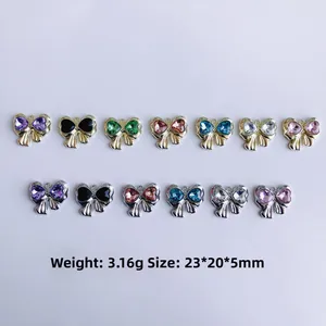 Bowtie zircon pendants for DIY jewelry making in assorted colors and finishes