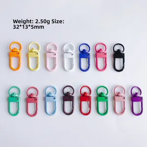 Fermoirs mousquetons colorés en alliage pour porte-clés DIY en diverses finitions