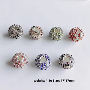 Cuentas de disco de 17mm con pavé de diamantes de imitación para creación de joyas DIY
