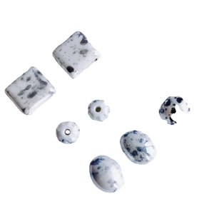 Cuentas de cerámica con patrón de mármol azul en varias formas para bisutería DIY