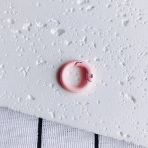 Detail of 20mm matte pink metal spring O-ring buckle for DIY keychains and bags
