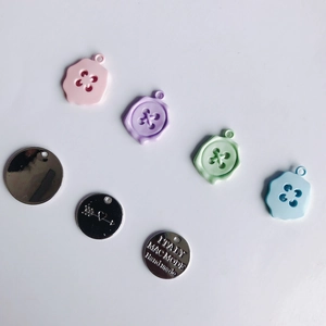 DIY colorful resin button charms and engraved metal pendants for jewelry making