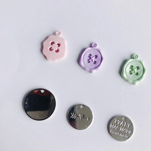 Colorful resin seal charms and silver metal jewelry tags for DIY accessory making