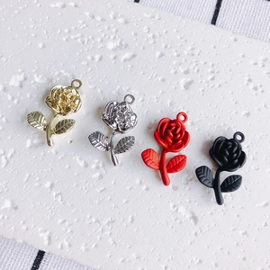 Colgante de Flor de Rosa de Aleación para Creación de Joyas DIY Collar Pendientes Accesorios Oro Plata Rojo Negro Diseño Floral