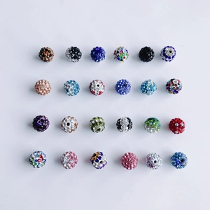 Macro view of 10mm rhinestone beads in 24 colors for DIY jewelry making