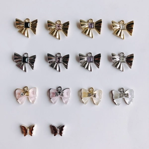 Legierung Strass Schleife Schmetterling Anhänger DIY Schmuck Zubehör Für Halskette Ohrring Herstellung Mode Charms