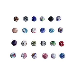 Matrix of 10mm Shamballa crystal beads in 24 colors for DIY jewelry making and crafts