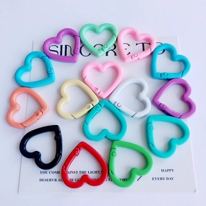 Fibbie a molla in metallo a forma di cuore in 14 colori per portachiavi fai-da-te e accessori
