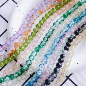 Perles rondes en verre craquelé de 8mm pour bijoux DIY faits main et bracelets