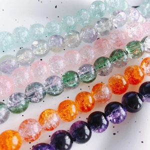 DIY colorful 10mm crackle glass round beads for handmade jewelry making accessories