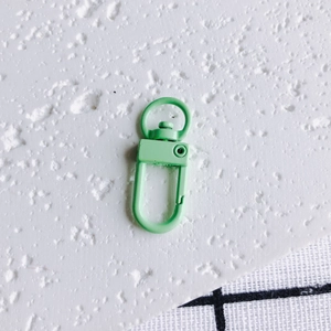 Vue macro d'un fermoir mousqueton pivotant vert menthe pour porte-clés DIY
