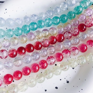 Colorful 10mm gradient crackle glass beads for DIY jewelry making and craft supplies
