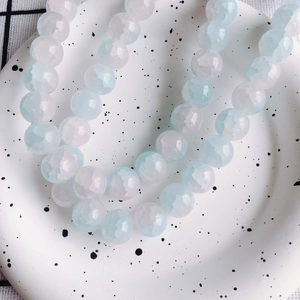 Polished 12mm round glass beads in pastel blue and pink for DIY jewelry making