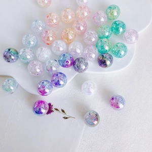 Perline in Acrilico Crackle da 16mm Colore AB Arcobaleno Tonde Perline Distanziatrici Con Foro Diritto per Creazione Gioielli Fai da Te Artigianato