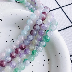 8mm gradient glass round beads for DIY jewelry with semi-transparent texture and assorted colors