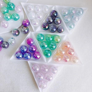 Perle di vetro craquelé colorate da 16mm con finitura iridescente per gioielli fai-da-te