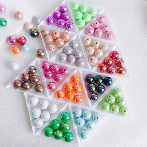 Colorful 16mm iridescent acrylic beads for DIY jewelry making in assorted trays