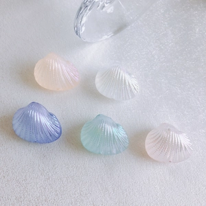 Iridescent seashell beads for jewelry making in pastel colors with pearlescent finish